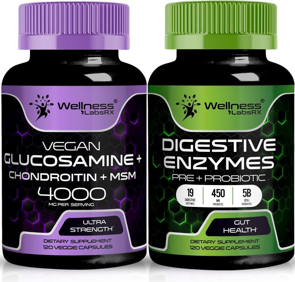 WELLNESS LABSRX Digestive Enzymer Kapsler ® Glukosamine Chondroitin Kapsler