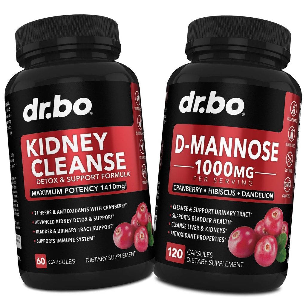Nyre rengjøring & D Mannose kosttilskudd - Nurneal Detox støtte Supplement, D-Mannose 500mg 1000mg kapsler - DMannose & naturlig tranebær å støtte nyrer, Bladder & urinveistrakt Health Supplements