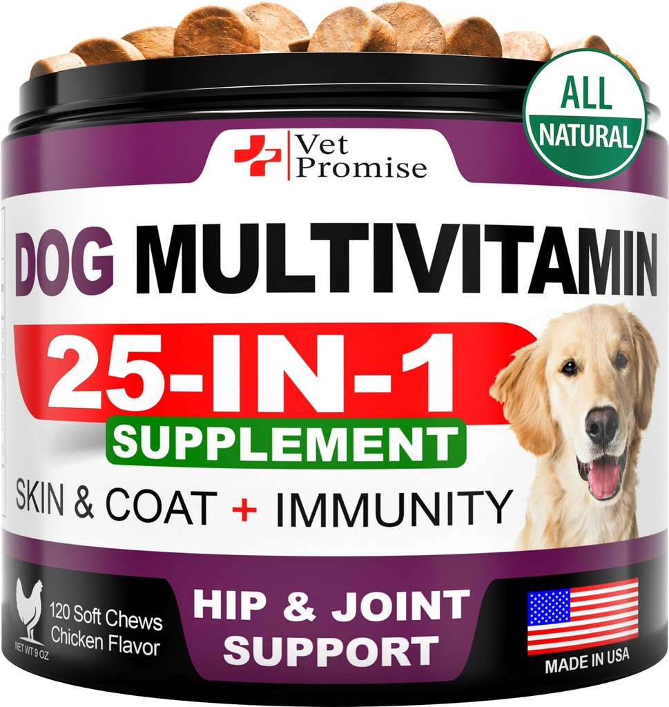 Hunde Multivitamin Chewable med glukosamin - Hundevitaminer og kosttilskudd - Senior & Puppy Multivitamin for hunder - Pet Joint Support Helse - Immunitet - Mobilitet - Energi - Gut - Hud - 120 Chews