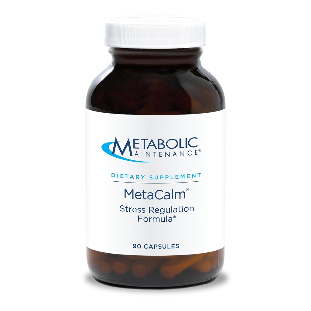 Metabolsk vedlikehold MetaCalm - GABA L-Theanin Supplement for ro, søvn og stress støtte, vitamin B6, aktiv folat, magnesium og 5-HTP kompleks for voksne, menn og kvinner - 90 kapsler