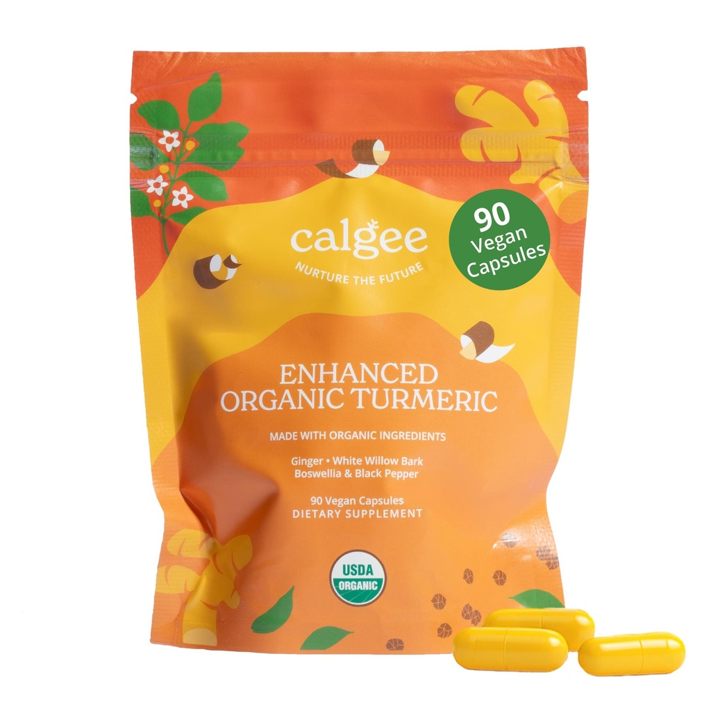 Premium 5-i-1 1100mg Turmeric Curcumin med svart pepper for maksimal biotilgjengelighet, Plus Boswellia & White Willow. USDA organisk felles støtte, laget i USA og tredje part testet. 90 Ct.