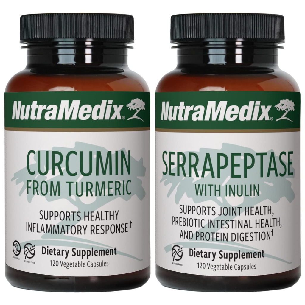 NutraMedix Joint Support Bundle - Inkluderer Curcumin fra Turmeric og Serrapeptase Enzyme støttekapsler for felles støtte og sunn inflammatorisk responsstøtte - 2- Piece Supplement sett