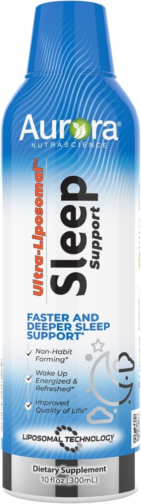 Veda Lifescience Aurora Nutrascience Ultra-Liposomal Sleep Aid Support, Inkluderer Melatonin, L-Theanine, Ashwagandha og beroligende kamille, Kamille, 30 Serveringer, 10 fl oz