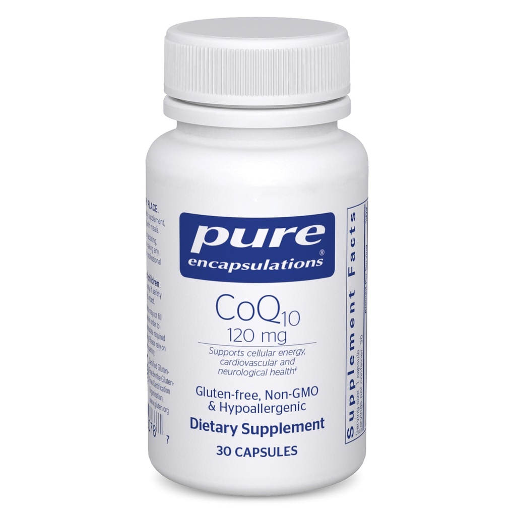Rene innkapsler CoQ10 120 mg - Coenzym Q10 Supplement for hjertehelse, energi, antioksidanter, hjerne og minne helse - Cellular Helse, Kognisjon og kardiovaskulær støtte* - 30 Kapsler