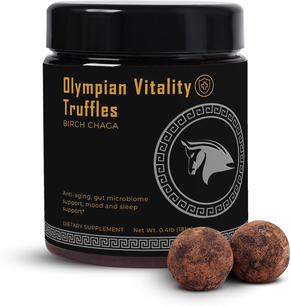 Olympian Vitality Truffles | Naturlig Gut Helse Dessert & Gut Detox Supplement + søvnstøtte | Humic & Fulvic Acid Organic Pure Cacao & Dato | Ikke GMO & Organic | Spartan Bee Bread Brand