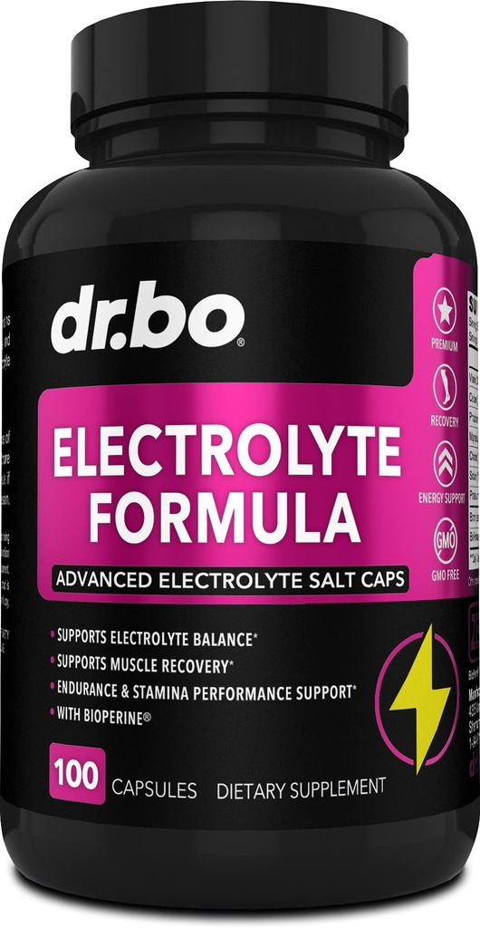 Elektrolytte piller Supplement Salt Tabletter - Elektrolyserer Kapsler med Kalium, Magnesium, Natrium, Klorid, Kalsiumutskiftning for keto, Kramper og hydreringssalter Kosttilskudd - 100 Hydration Caps