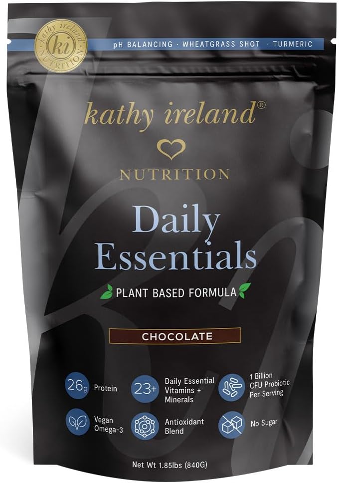 Kathy Ireland Nutrition Daily Essentials Plantebasert protein pulver for kvinner, 26g Vegansk protein, Lean måltid erstatning - sjokolade