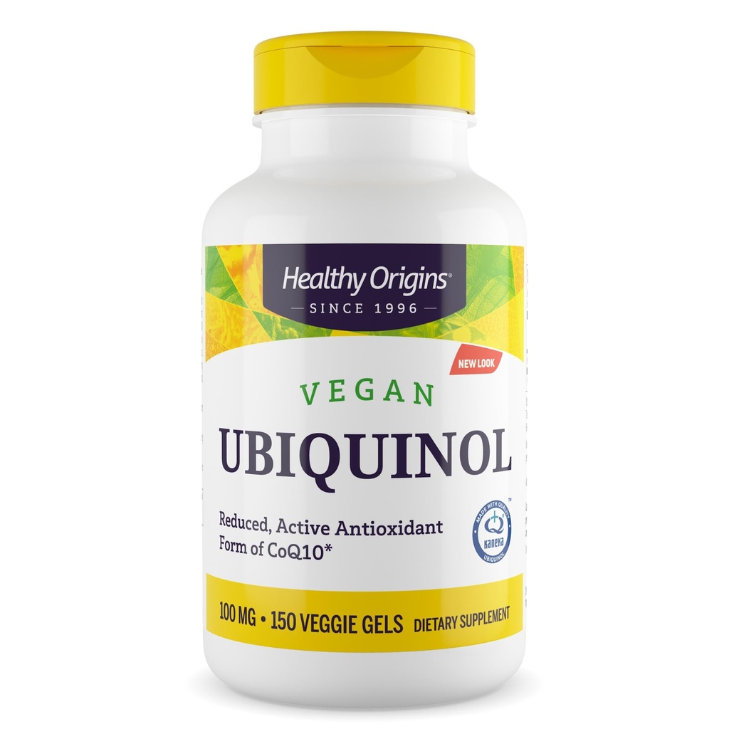 Sunn Origins Vegansk Ubiquinol (Aktive Form of CoQ10), 100 mg - Kaneka Ubiquinol Supplements for hjerte helse og antioksidant støtte - Glutenfri og ikke-GMO Supplement - 150 Veggie Gels