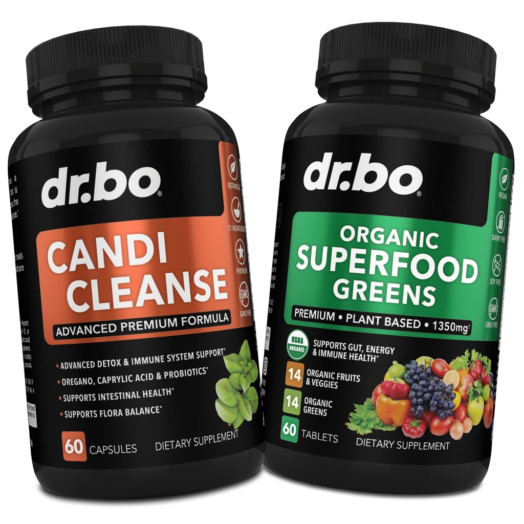 Candi Cleanse & Organic Superfood Grønn og frukt kosttilskudd - Oregano Balance kontroll støtte Supplement Cleanser - Daglig energi Super mat frukt og grønnsaker Supplement Tabletter Plus Grønnsaker