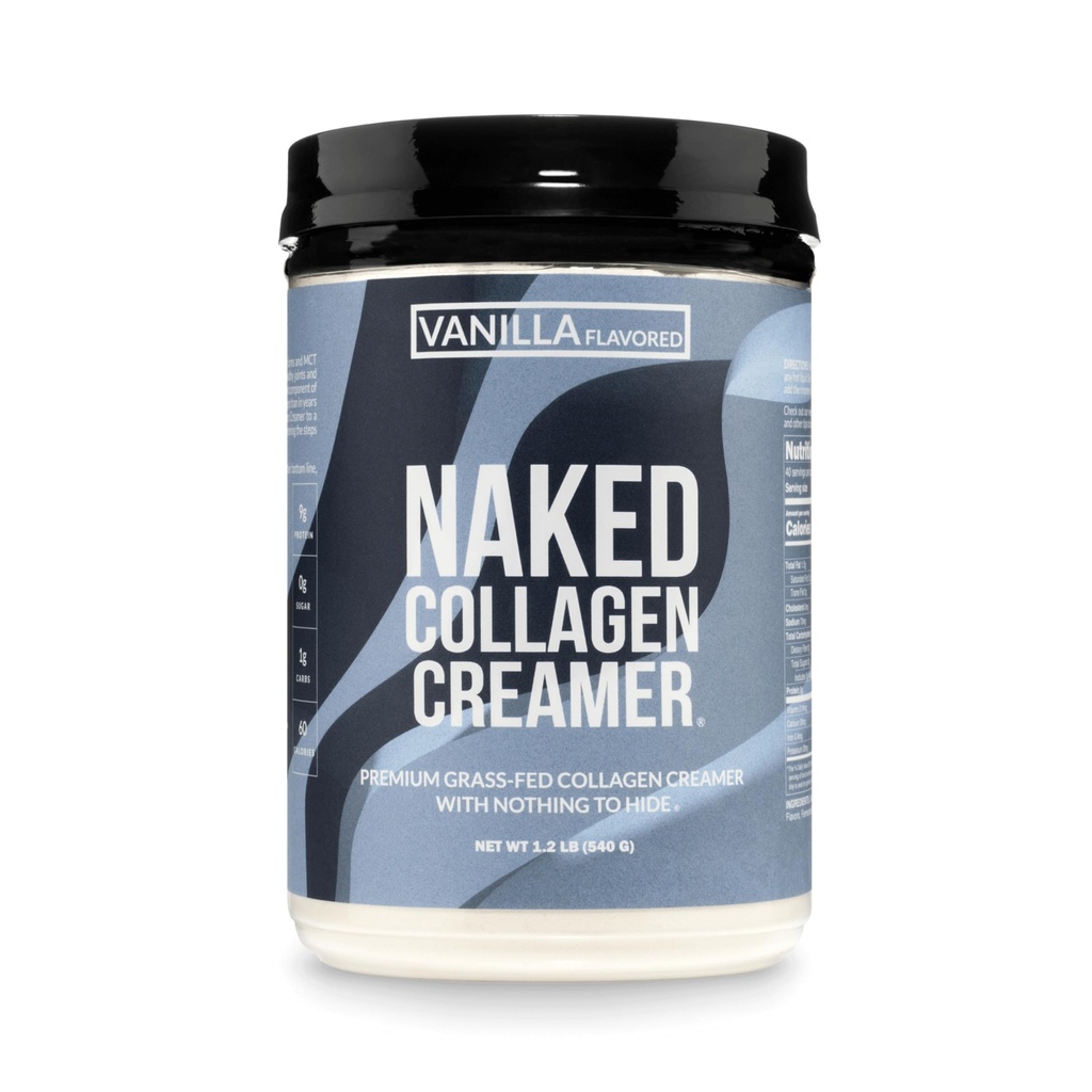 Naken collagen kaffe creamer - Vanilla collagen creamer For kaffe - Dairy-free, Glutenfri, GMO-fri - Støtte hår, hud og negler - 40 Services