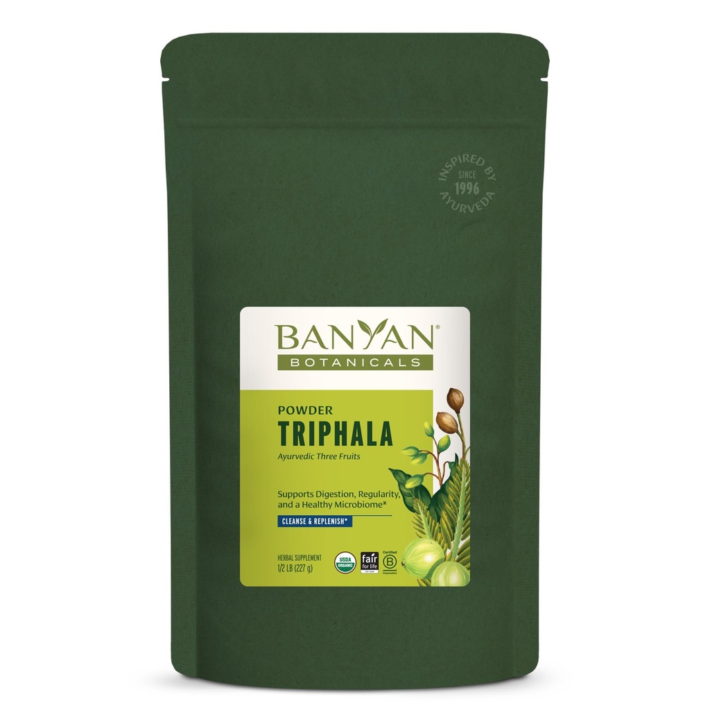 Banyan Botanicals Triphala pulver - Økologisk Digestion Supplement med Amla, Haritaki & Bibhitaki - Digestion, Colon Support & Sunn Gut Microbiome * – 1/2 lb – Ikke-GMO Sustainly Sourced Vegan