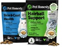 Cat Skin & Coat Helse & Hairball Støtte Bundle: Omegas & Biotin Chews for skinnende Coat & Furball Remedy (Chicken 30-dagers forsyning)