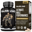 Major Load Testosteron Booster for menn - Testosteron Supplement med Horny Goat Weed, Maca Root, & Tribulus Terrestris - Tongkat Ali menns energi, Stamina & styrke - Test Booster 60 Kapsler