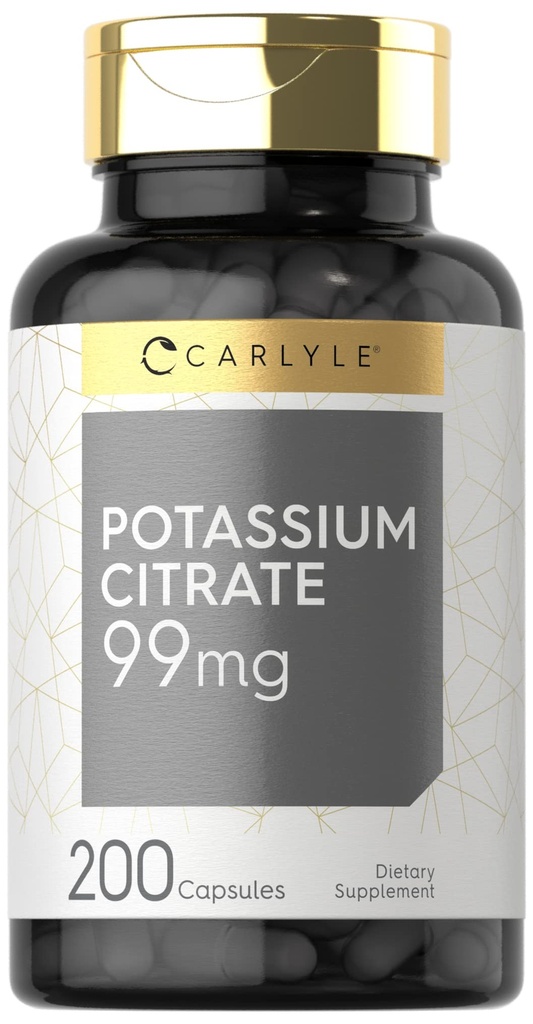 Carlyle Kalium Citrat Supplement | 99 mg | 200 kapsler | Ikke-GMO og Glutenfri