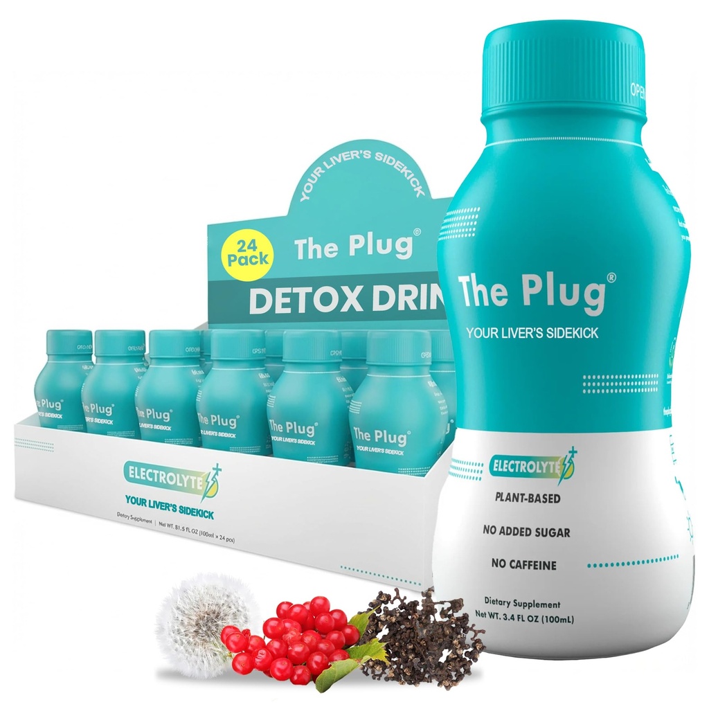 Plug Liver Cleanse Detox & Repair Drink - Plante Basert Herbal Electrolyte Drink for Liver Support & Helse, Bloating Relief, Restore Antioksidanter og Mineraler ® Liver Complex Energy Drink (24-Pack)