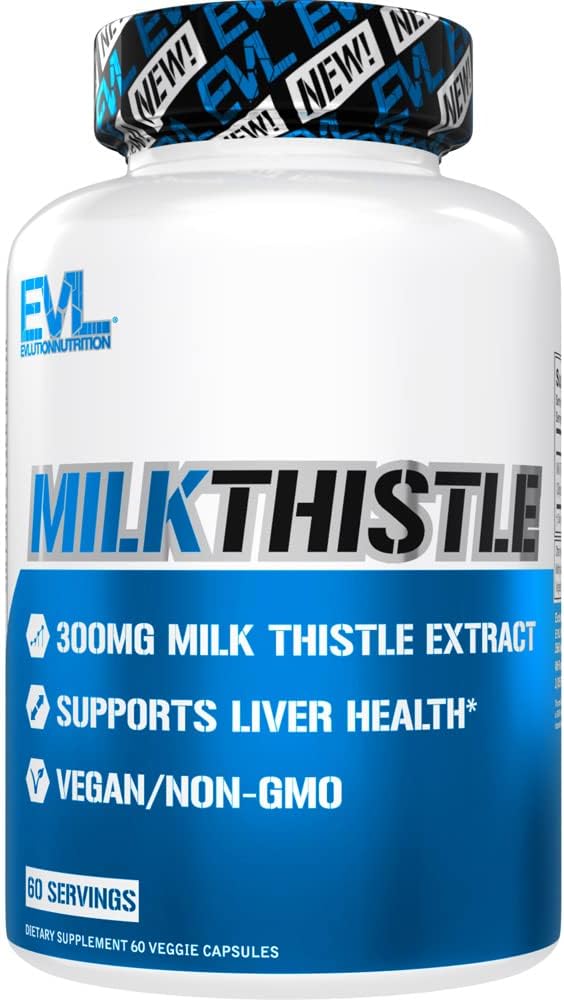 Evlution EVL Silymarin Milk Thistle Capsules - Supplement for optimale lever rengjøring Detox & Repair - Herbal Liver Support Supplement med ren melk Thistle Extract - 60 Ikke-GMO Veggie Capsules