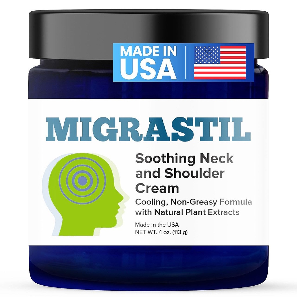 Grunnleggende Vigor Migrastil Soothing Hals og skulderkrem - rask aksjon og kraftig - ikke-Greasy Topical Cream (4 oz.) Laget i USA