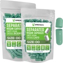 XPRS Nutra Vegansk Størrelse 00 Separerte kapsler - 100 greve Premium tomme kapsler adskilt i poser - 00 piller tom for DIY Supplement Fylling (Sage Green)