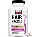FORCE FACTOR hårvekst akselerator multivitamin for kvinner og menn, med Lustriva, Biotin, Hestehale og vitaminer A, B12, C, D & E for tykkere hår, sunnere hud og negler, 90 kapsler