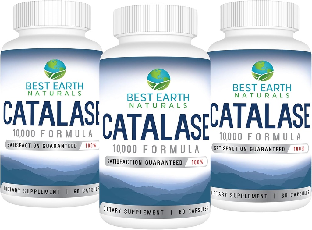 Beste Jord Naturals Catalase Supplement 10.000 med så Palmetto, Biotin, Fo-Ti, PABA - hår kosttilskudd for sterkt hår - 180 kapsler - Pakke med 3 (90-dagers forsyning)
