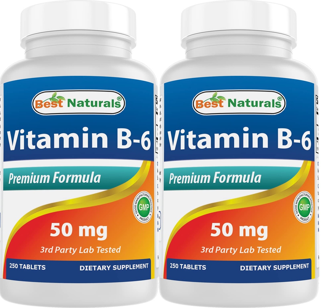 Best Naturals Vitamin B6 50 mg 250 tabletter (250 telle (Pack of 2))