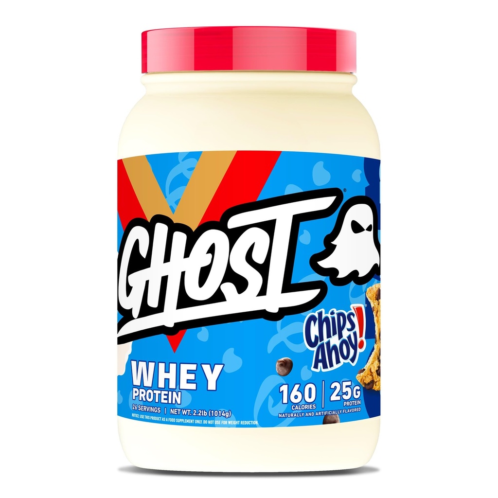 GHOST Whey Protein Powder, Chips Ahoy! - 2LB, 25G protein - Whey Protein Blend - Post Workout Fitness & Nutrition Shakes, Smoothies, Baking & Matlaging - Informasjonskapsler stykker inne