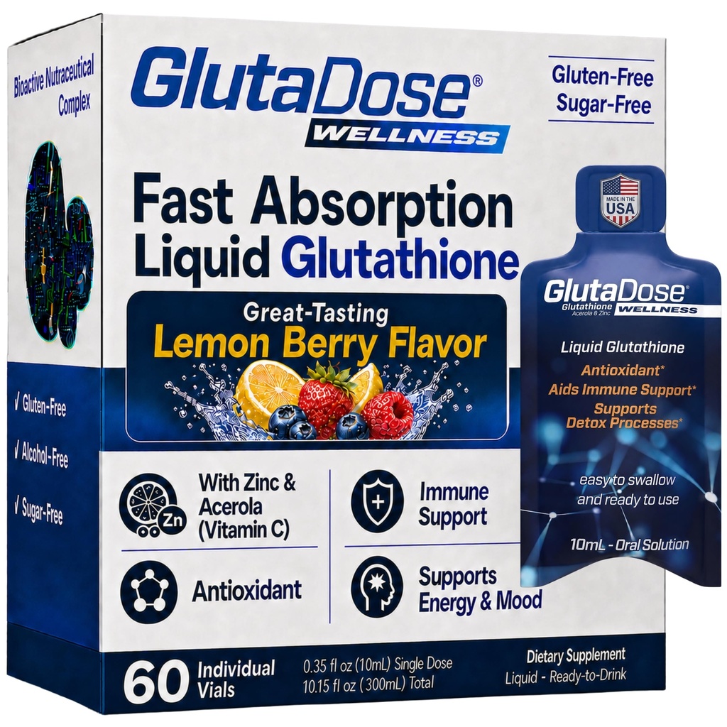 Væske Glutation Supplement, sitron Berry Flavored Acerola Energy Booster w/Zinc, daglige vitaminer og mineraler, null sukkerformulering, hver dag Auto-Immune støtte for voksne, 0,34 fl oz, Pakke med 60