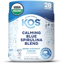 KOS beroligende blå spirulina blanding- USDA Certified Organic - Algae Superfood pulver med askwagandha rot, sitron Balm, Reishi Mushroom, B vitaminer - Berry Coconut Cooler Flavor, 28 Serveringer
