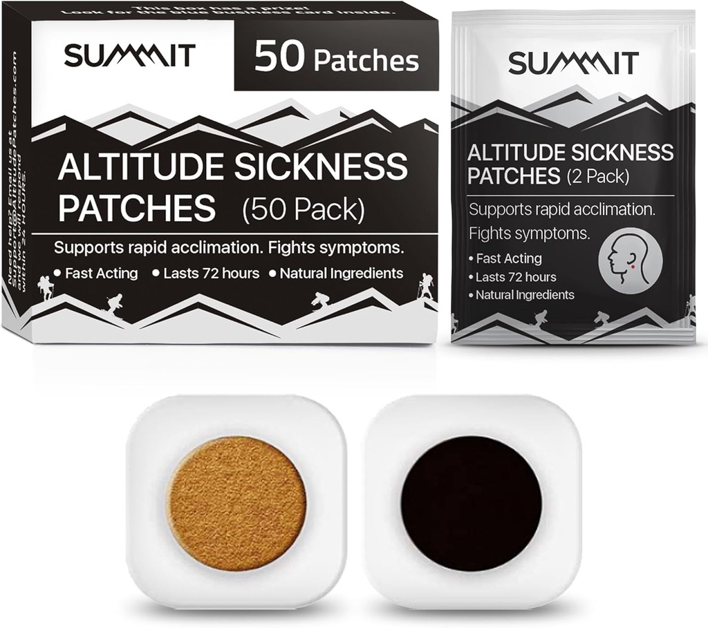 Summit Høyde Sykdomsforebygging Patches | Støtter hurtig høy høyde akklimasjon, øker oksygeninntaket, bekjemper høy høyde sykdomssymptomer | Pakke på 50