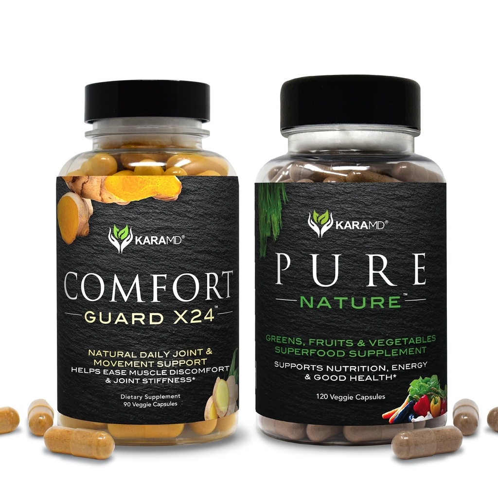 KaraMD ren natur og komfort vakt bunke | Hele maten Grønn, frukt og grønnsaker Supplement + Bevegelsesstøtte | Ikke-GMO, Vegan, Glutenfri (30 Serverer hver)