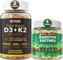 NEVISS Vitamin D3 5000iu & K2, Kalsium Gummies & Digestive Enzymes Gummies
