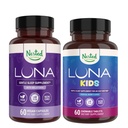 Nestet Naturals Sleep Aid Bundle 中 Luna voksne og Luna Kids søvnhjelp med naturlige ingredienser (melatonin, kamille, valerisk) for dyp søvn og avslapping (120 greve)