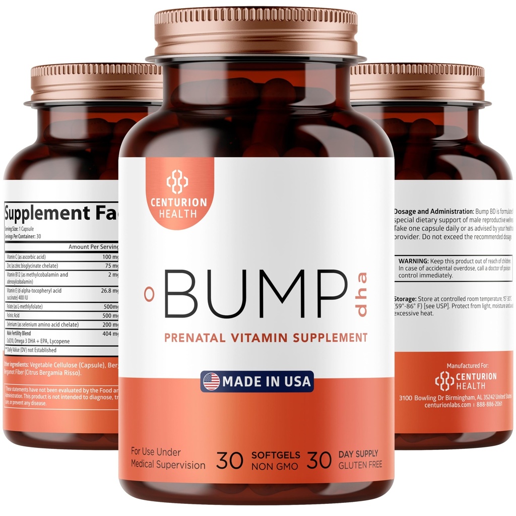 Centurion Labs Premium Prenatal vitaminer [10 kraftige ingredienser] med DHA, EPA, Folat og vitamin B12, Alt naturlig Graviditet Supplement for Fetal utvikling og graviditetsstøtte, 30 Softgels