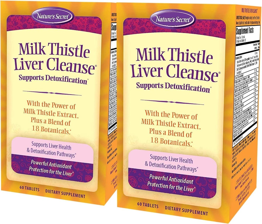 Naturens hemmelige Melk Thistle Liver Cleanse - Støtter sunn leverfunksjon og avgiftsfrigjøring -18 Botanisk blanding Turmeric, Dandelion, Beet, & Artichoke - naturlig kraftig antioksidant (Pack of 2)