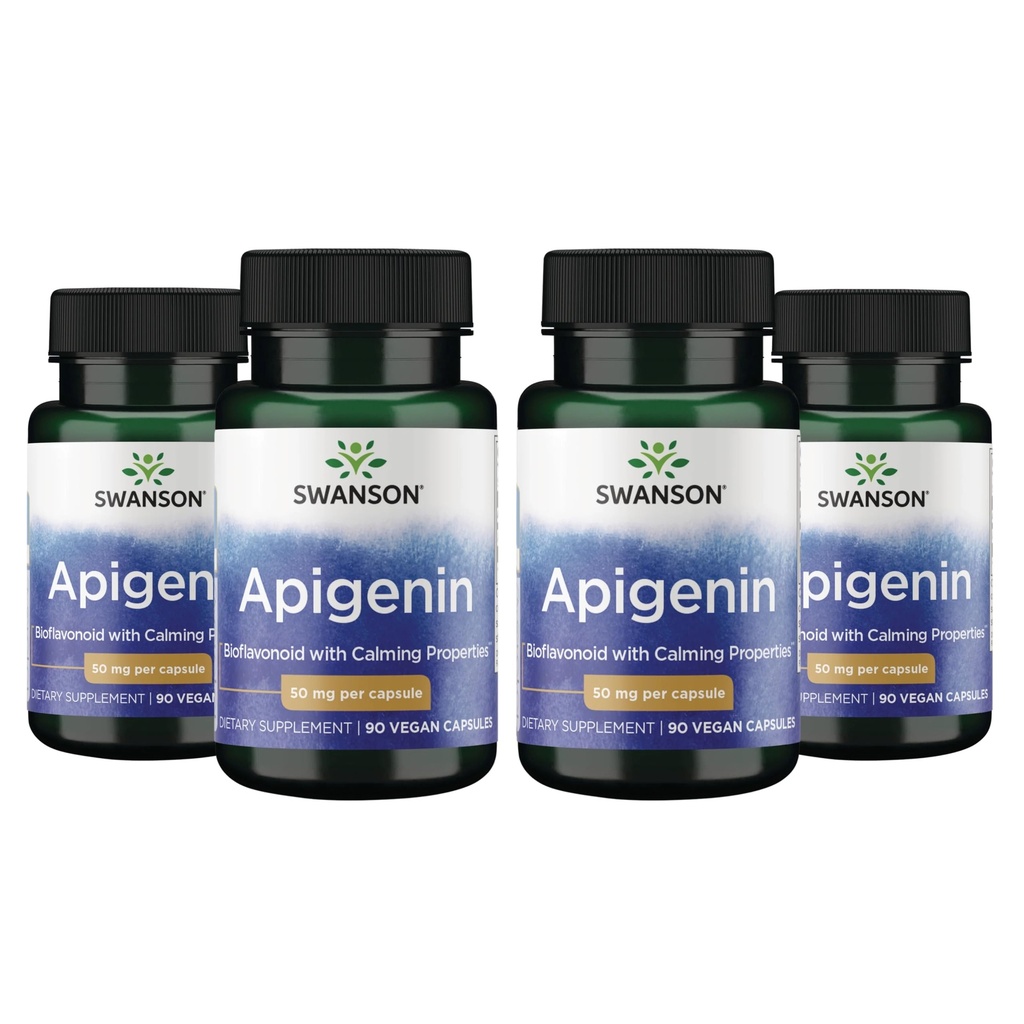 Swanson Apigenin-Bioflavonoid Supplement Naturlig prostata Support-Metabolisme & Nerve Helse Støtte-Kan støtte søvn og avslapping 90 Caps, 50 mg Hver 4 Pack
