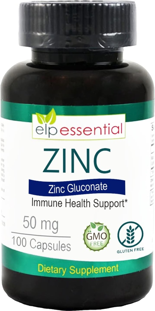 Sink 50mg, immunstøtte og antioksidant Supplement 100 kapsler - Glutenfri og ikke-GMO