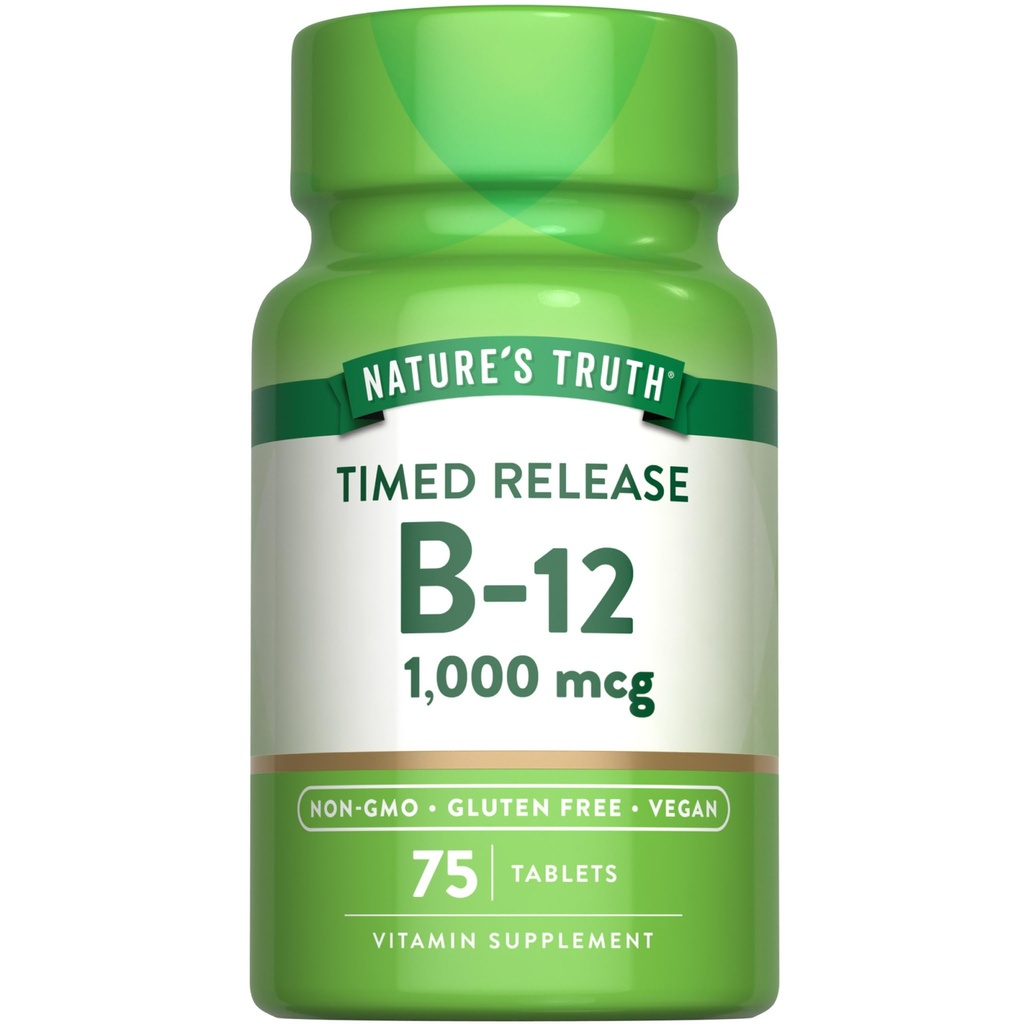 Naturens sannhet vitamin B12 1000 mikrogram | 75 timede release tabletter | Vegansk, ikke-GMO & Glutenfri Supplement