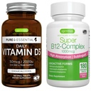 Daglig vitamin D3 + Super B12-Complex, vegetarian bundle, 365 2000iu vitamin D3 tabletter + høy absorpsjon sublingual B12, av Igentus