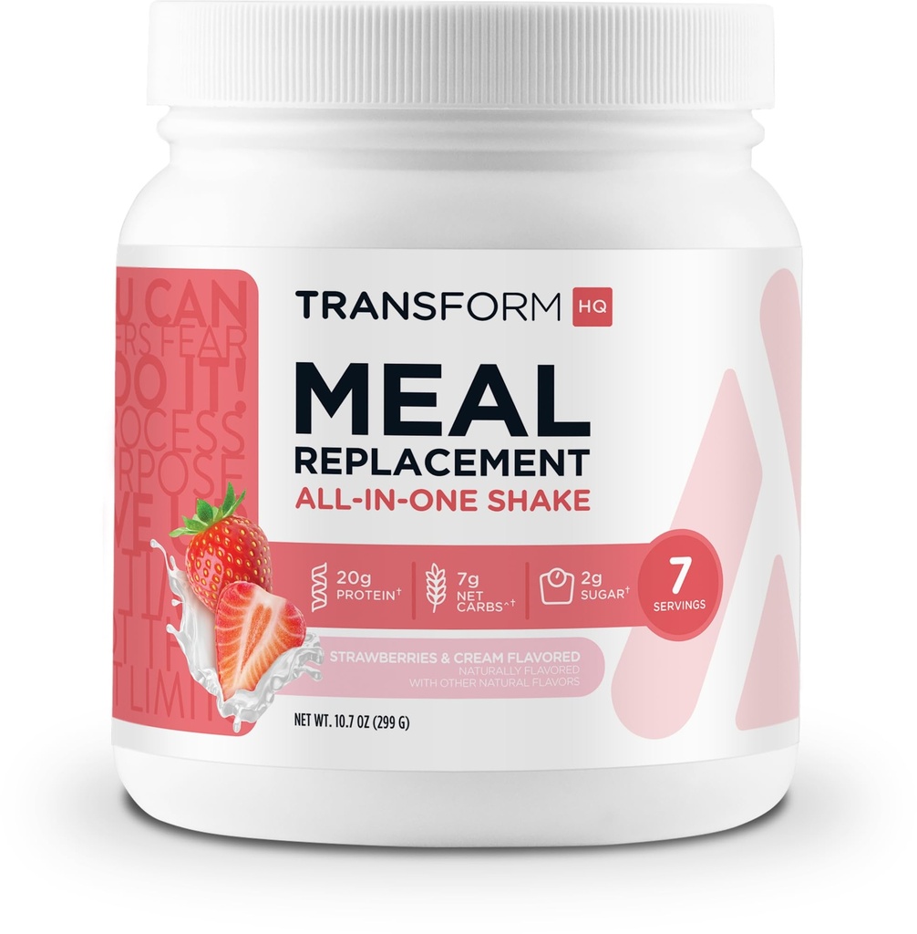 TransformHQ måltid erstatning riste pulver 7 serveringer (Strawberry & Cream) - Glutenfri, ikke-GMO