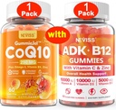 NEVISS 1Pack CoQ10-250mg Fylte Gummies + 1Pack Vitamin ADK med B12 Gummies