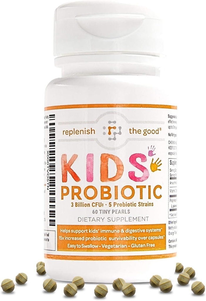 Kids Vegan Probiotika, 60 Tiny Pearls - Antibiotiske Recovery - Hjelper støtte Barns Immune & Digestive System - 15x mer effektiv enn Gummies - Sukkerfri, lett å svelge