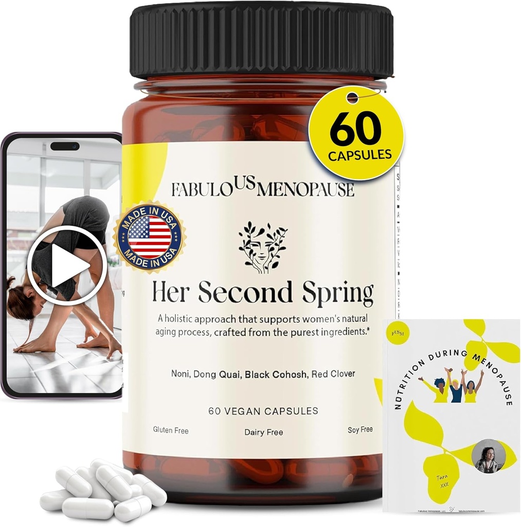 Fobulous Menopaus – Vegansk Menopause Formula med svart cohosh & B-Complex – Plantebaserte kapsler med oppskrifter og pilates program