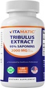 Vitamatic Tribulus Terrestris for menn - 2000 mg per servering - 95% Saponins - 180 Grønnsaker Capsules - laget i USA - Glutenfri og ikke-GMO