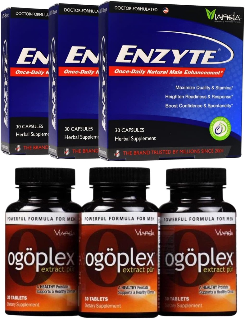 Enzyte® + Ogopplex® Bundle | Naturlig mannlig forbedring + Prostata & Climax Enhancement - 90 dagers forsyning av hvert merke