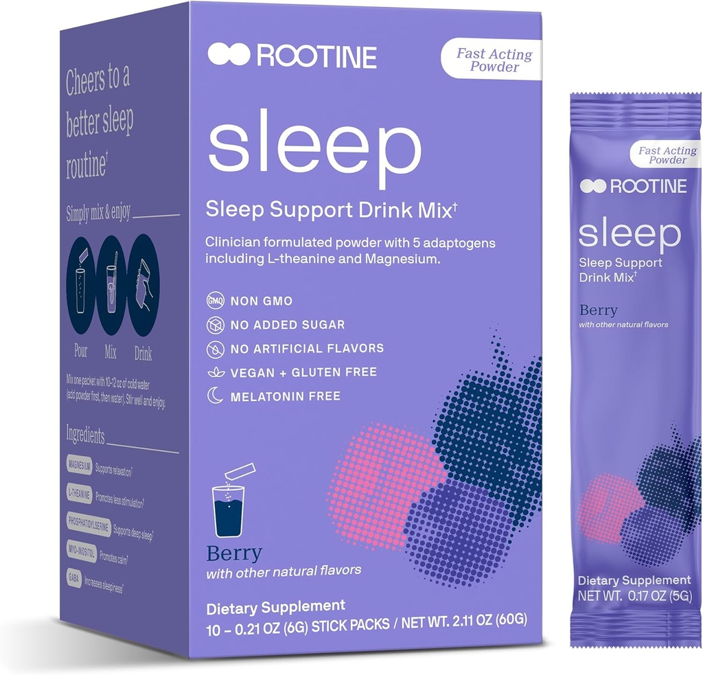 Sleep Supplement, Melatonin-fri magnesium Calm Powder, GABA, L-Theanine, Myo-inositol, rolig søvn drikk Blande for å hjelpe slappe av, sove pulver, magnesiumpulver for søvn, Super rolig drikke Bland 24pk