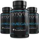 (3 Pack) Smartere Omega 3 Fish Oil, Berry Flavor, Burpless, Smakløs, 2000mg, DHA EPA Triple Strength Brain, laget med AlaskOmega®