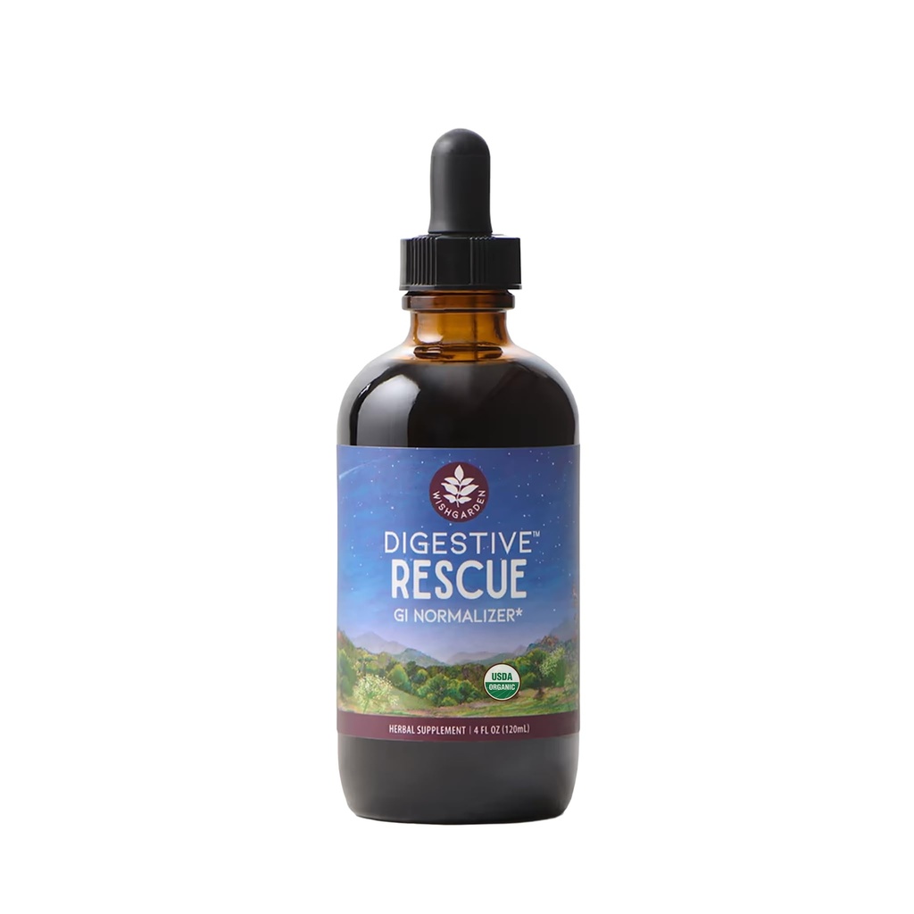 WishGarden Herbs Digestive Rescue, Stomach Support Tincture, 4oz | Ginger, Fennel & Peppermint, Soothes Bloating, Gas & Nausea, Liquid Drops, Vegan