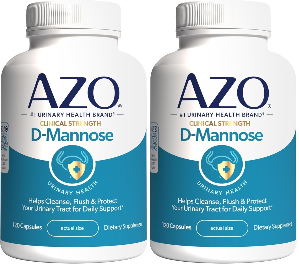 AZO D Mannose Urin Tract Helse, rensing, Flush & Beskytt Urin Tract, No.1 Pharmacist Anbefalt merkevare, klinisk styrke, ikke-GMO, 120 greve (Pack of 2)