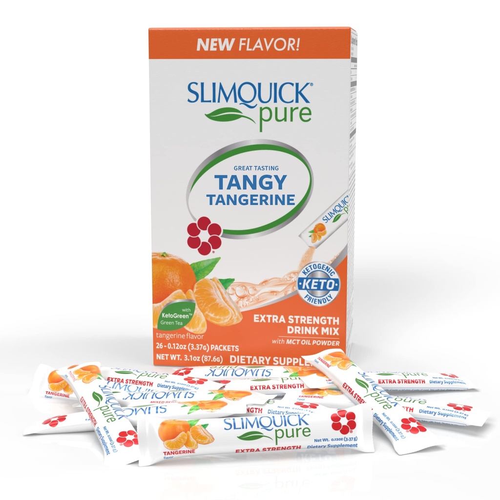 SlimQuick Extra Styrke Vektkontroll Drikkemiks for kvinner, Tangerine - Hjelper Metabolisme, Holder Full For Lenger Med Grønn Te, Kaffin, Chaste Tree, Rhodiola Extract - 26 Tel