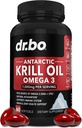 Krill Olje Omega 3 500mg - Antarktis krillolje 1000mg Softgels Kapsler EPA, DHA, Astaxanthin, Fosfolipider - Omega 3 fettsyrer Kosttilskudd, naturlige rene kosttilskudd for kvinner og menn - 60 Softgels